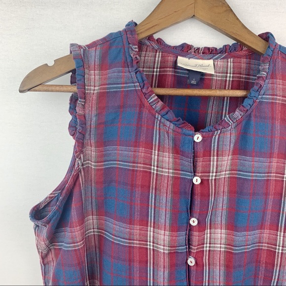 Universal Thread Sleeveless Plaid Button Blouse - Picture 4 of 8